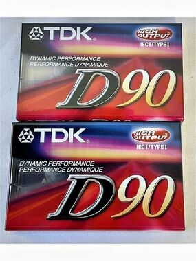 TDK D90 High Output Audio Cassette Tape 2-Pack Black & Red
